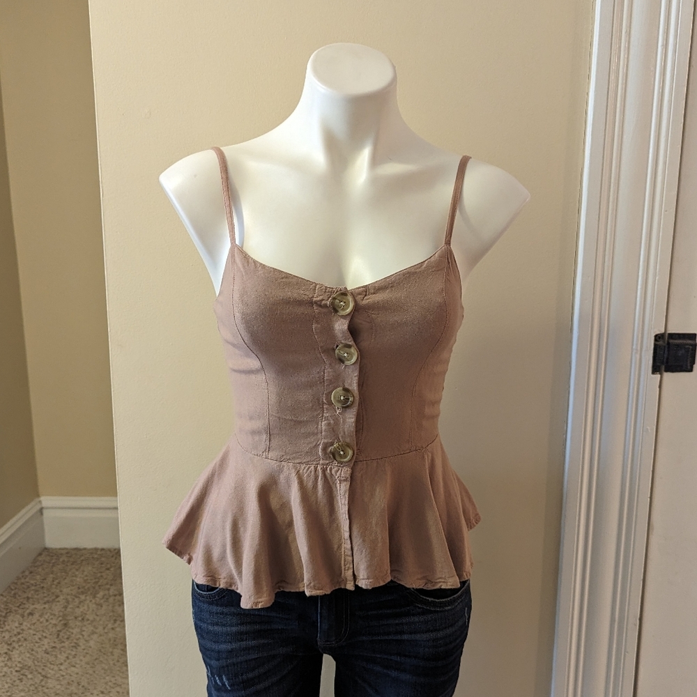 Style Envy mauve pink color peplum spaghetti strap tank top size Xs